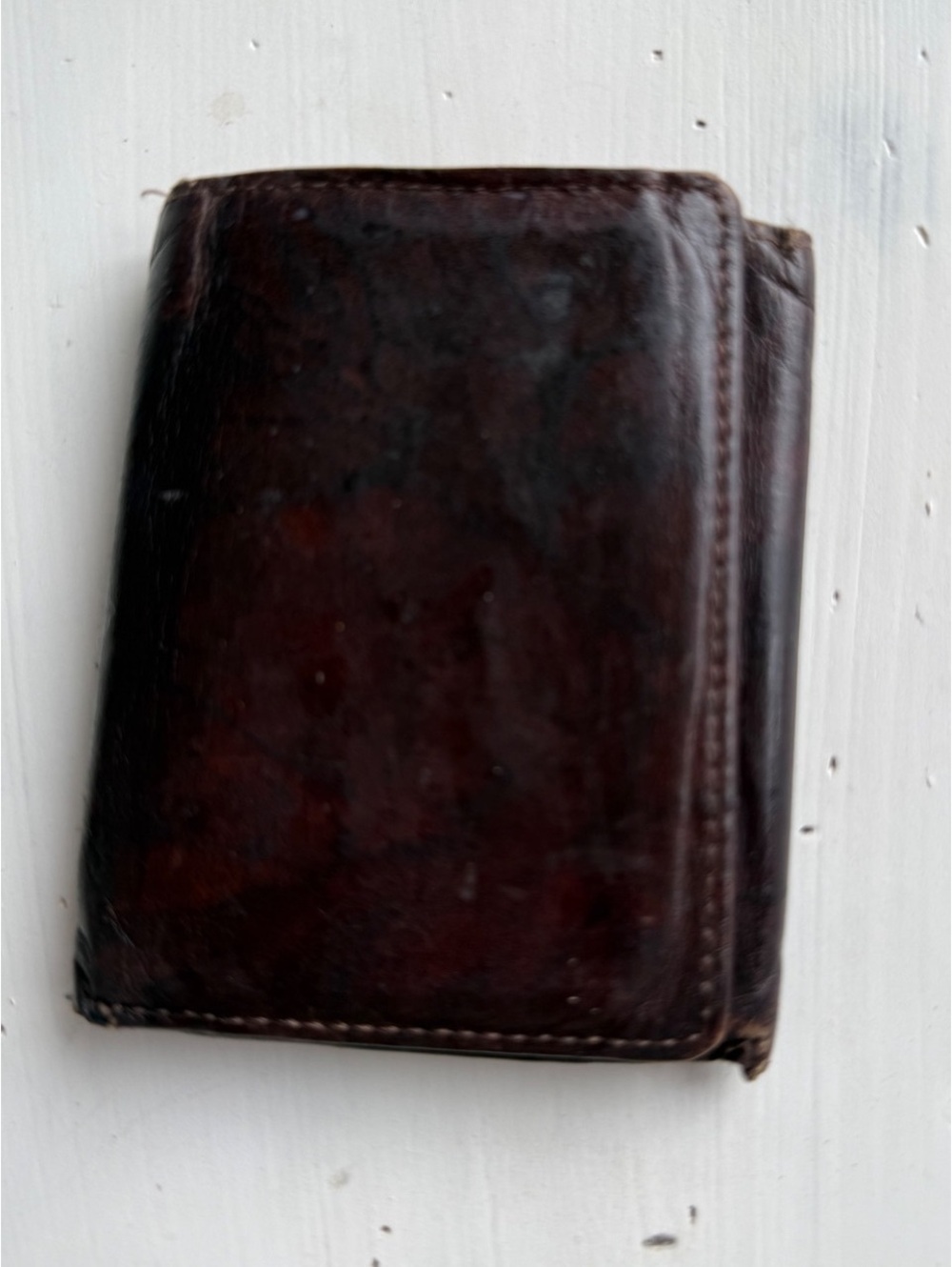 Vintage Dark Brown Leather Tri-Fold Wallet